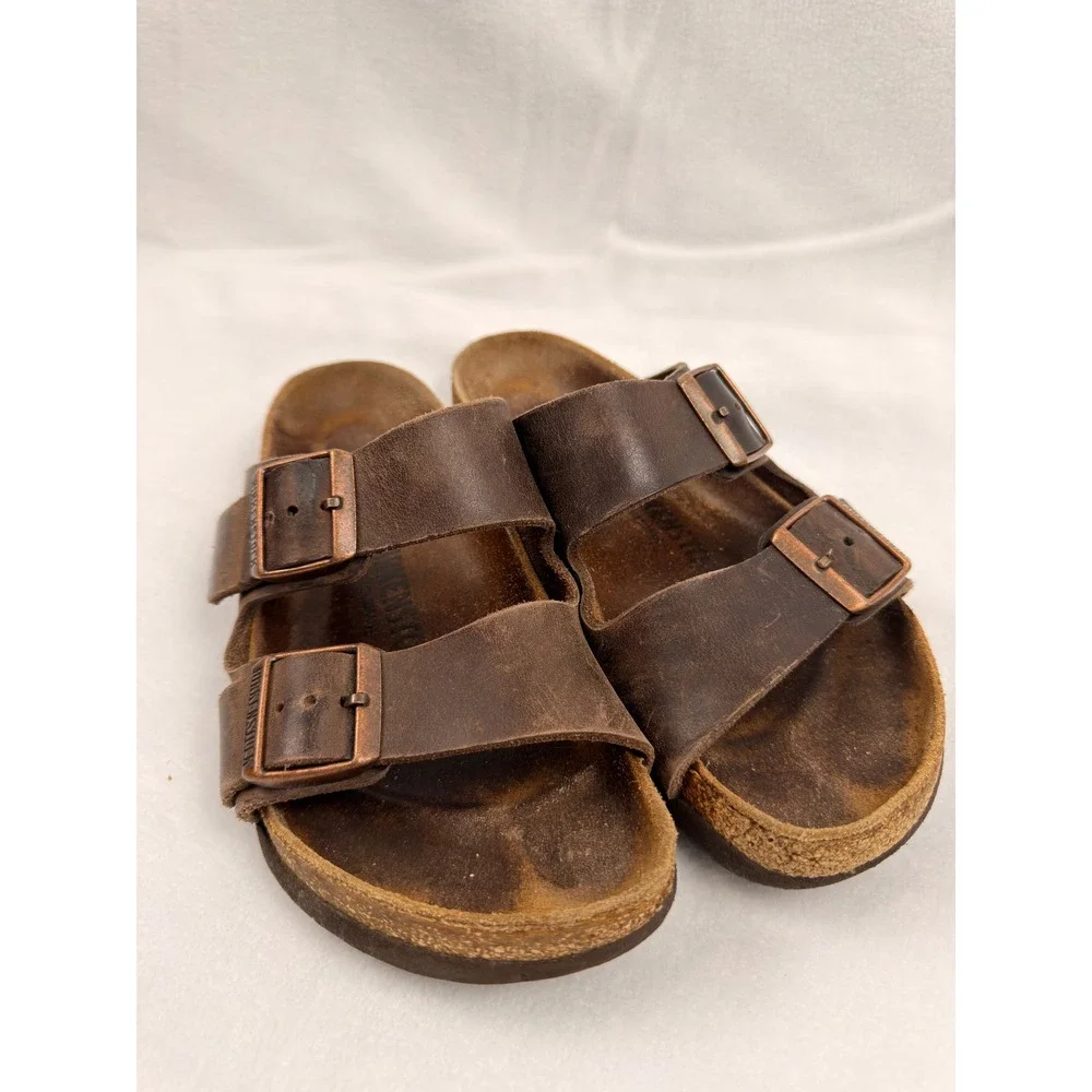 Birkenstock Arizona Tobacco Brown Oiled Leather Sandals Womens 37 L6 M4